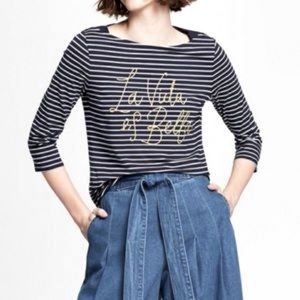 ✨NWOT✨ {a new day} “La Vida E’s Bella” Embroidered 3/4 Sleeve Tee